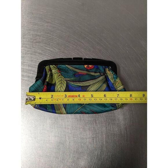 Vintage Tropical Makeup Purse Clutch Parrot Plastic Framed Snap - Picture 4 of 6